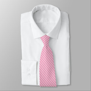 Diagonal pinstripes - shell pink and white tie