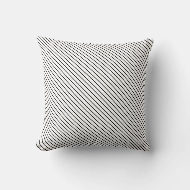 Diagonal pinstripes - white and black cushion (Front)