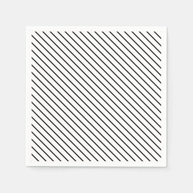 Diagonal pinstripes - white and black napkin (Front)
