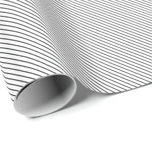 Diagonal pinstripes - white and black wrapping paper