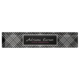 Diagonal Plaid Nameplate