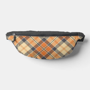 Diagonal Plaid, Orange, Grey, Peach Fanny Pack