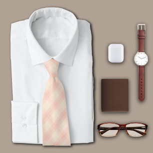 Diagonal Plaid Pink Simple Personalise Initial Tie