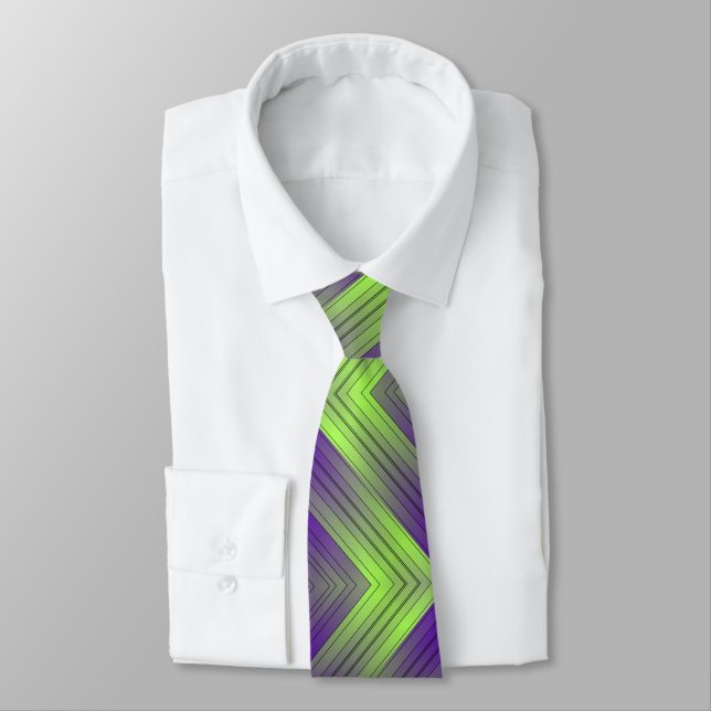 diagonal purple green gradient stripes pattern tie (Tied)