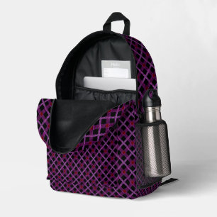 Diagonal Purple Plaid with Lavender and Plum Printed Backpack