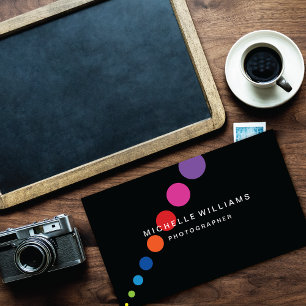 Diagonal Rainbow Dots Photographer Business Card