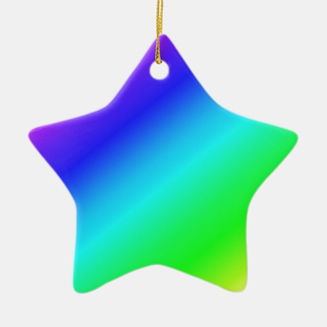 Diagonal Rainbow Gradient Blue to Green Ceramic Tree Decoration (Front)