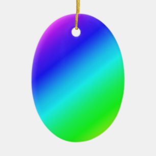 Diagonal Rainbow Gradient Blue to Green Ceramic Tree Decoration