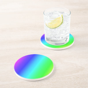 Diagonal Rainbow Gradient Blue to Green Coaster