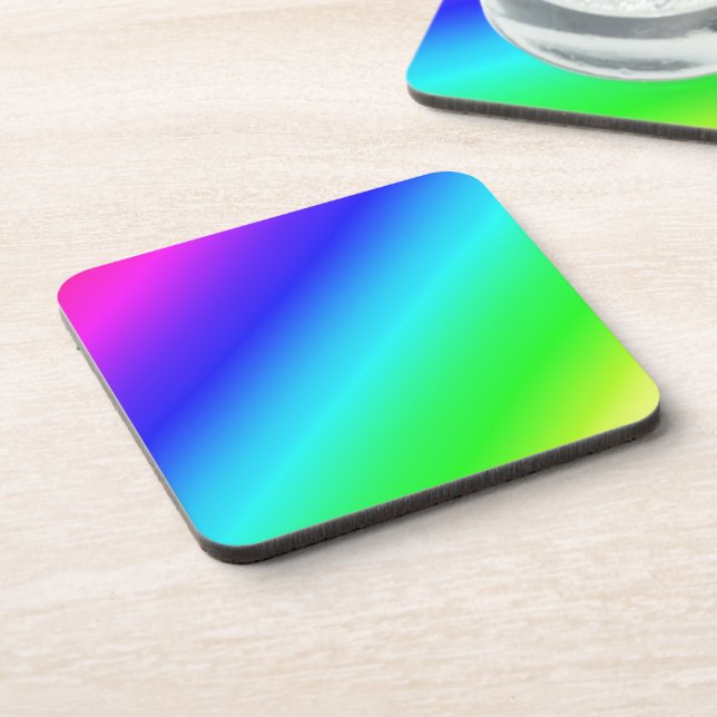 Diagonal Rainbow Gradient Blue to Green Coaster (Left Side)