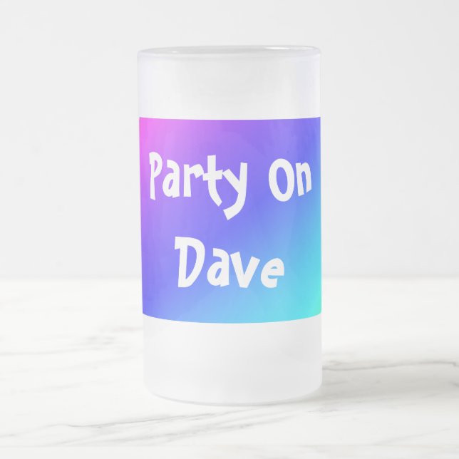 Diagonal Rainbow Gradient Blue to Green Frosted Glass Beer Mug (Center)
