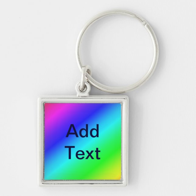 Diagonal Rainbow Gradient Blue to Green Key Ring (Front)