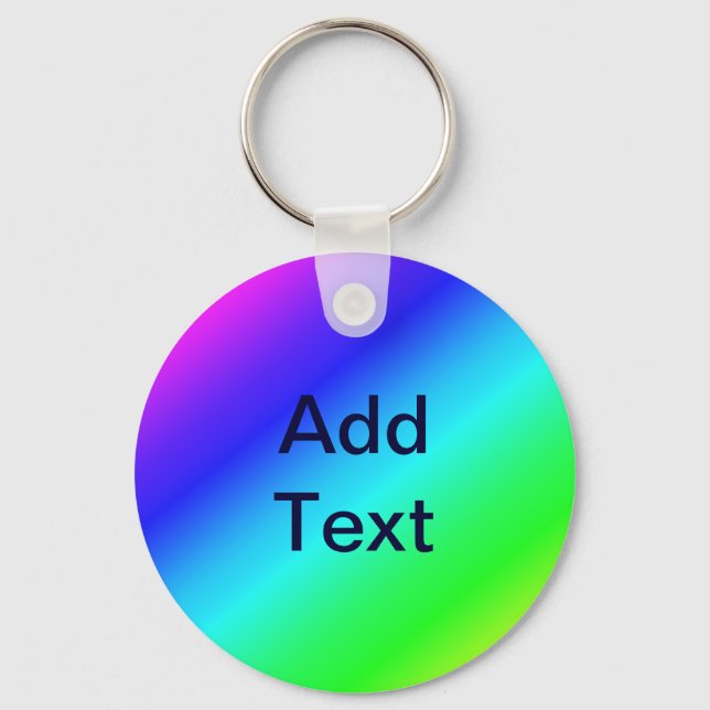 Diagonal Rainbow Gradient Blue to Green Key Ring (Front)