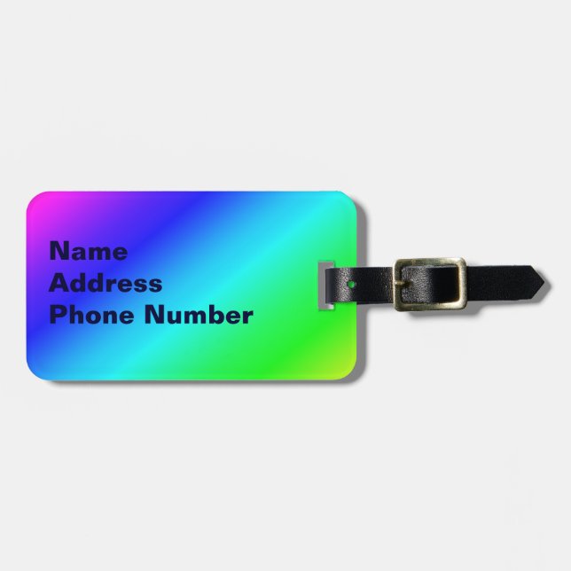 Diagonal Rainbow Gradient Blue to Green Luggage Tag (Front Horizontal)
