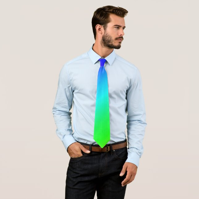 Diagonal Rainbow Gradient Blue to Green Tie (In Situ)