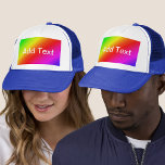 Diagonal Rainbow Gradient Red to Green Add Name Trucker Hat<br><div class="desc">The trucker hat has multicolored diagonal stripes of blue,  green,  yellow,  orange,  red,  and purple. These almost seem like they shine. Add text or a name.</div>