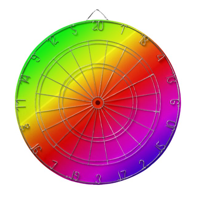 Diagonal Rainbow Gradient Red to Green Dartboard (Front)