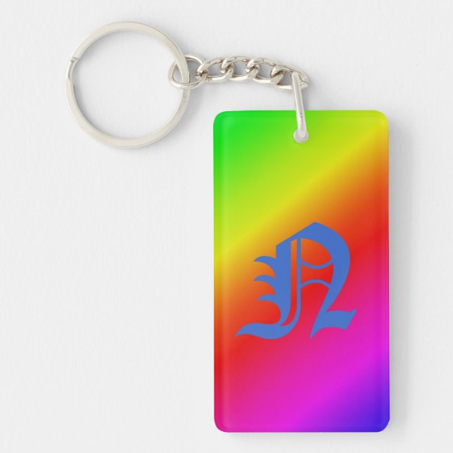 Diagonal Rainbow Gradient Red to Green Key Ring (Front)