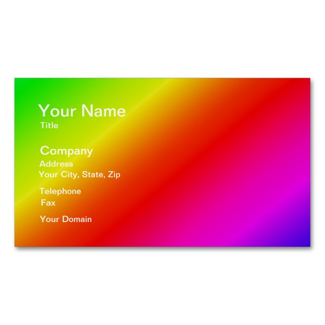 Diagonal Rainbow Gradient Red to Green Magnetic Business Card (Front)