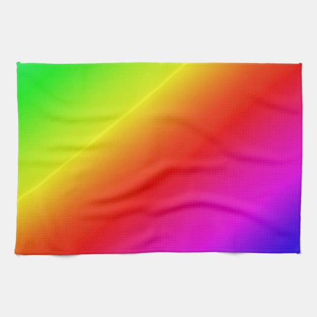 Diagonal Rainbow Gradient Red to Green Tea Towel (Horizontal)