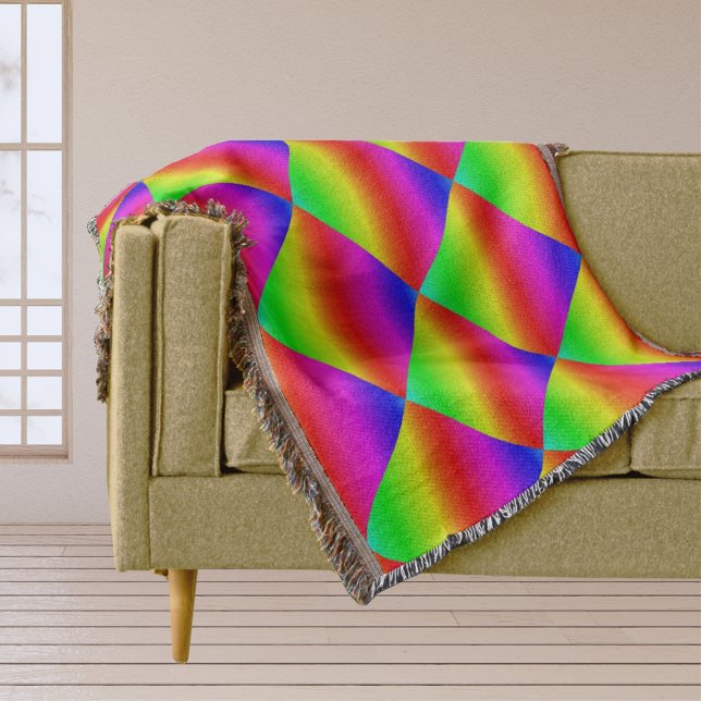 Diagonal Rainbow Gradient Red to Green Throw Blanket (Diagonal Rainbow Gradient Red to Green Throw Blanket)