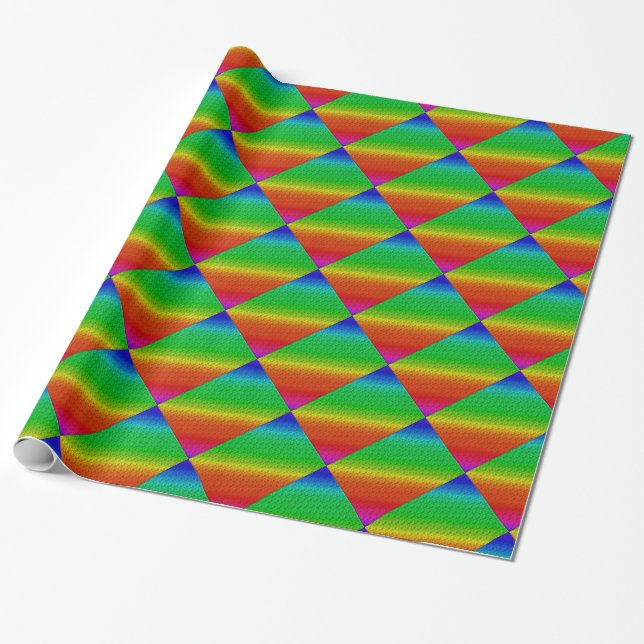 Diagonal Rainbow Gradient Red to Green Wrapping Paper (Unrolled)