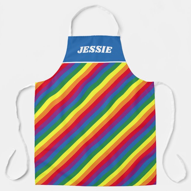 Diagonal Rainbow Pattern Apron (Front)