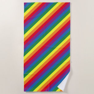 Diagonal Rainbow Pattern Beach Towel