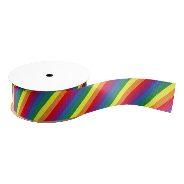 Diagonal Rainbow Pattern Grosgrain Ribbon (Spool)