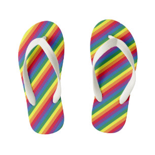 Diagonal Rainbow Pattern Kid's Flip Flops