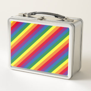 Diagonal Rainbow Pattern Metal Lunch Box