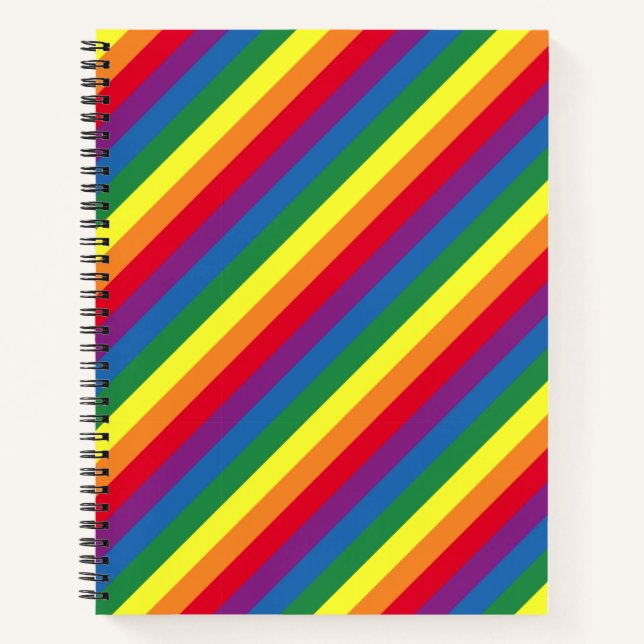 Diagonal Rainbow Pattern Notebook (Front)