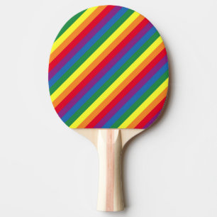 Diagonal Rainbow Pattern Ping Pong Paddle