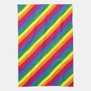 Diagonal Rainbow Pattern Tea Towel