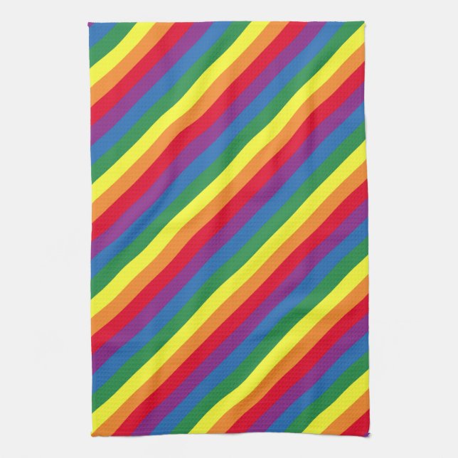 Diagonal Rainbow Pattern Tea Towel (Vertical)