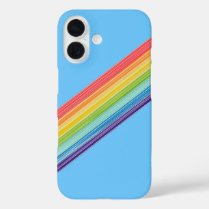 Diagonal rainbow stripes iPhone 16 case