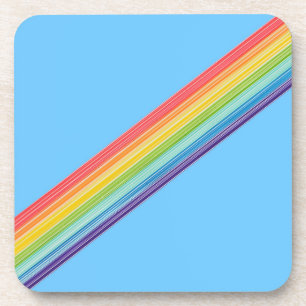 Diagonal rainbow stripes coaster