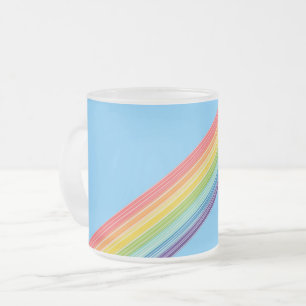Diagonal rainbow stripes frosted glass coffee mug