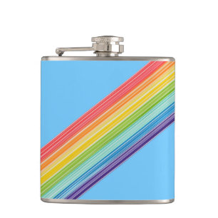 Diagonal rainbow stripes hip flask