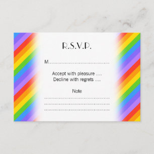 Diagonal Rainbow Stripes Pattern. RSVP Card