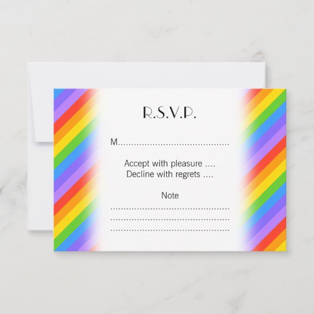 Diagonal Rainbow Stripes Pattern. RSVP Card (Front)