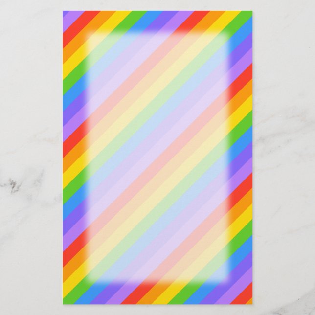 Diagonal Rainbow Stripes Pattern. Stationery (Front)