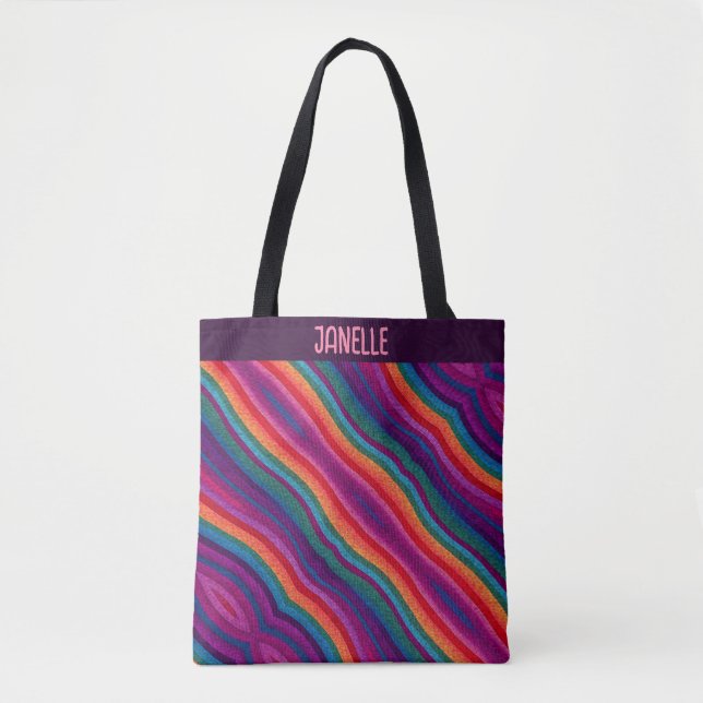 Diagonal Rainbow Stripes Representing Pride Tote Bag (Front)
