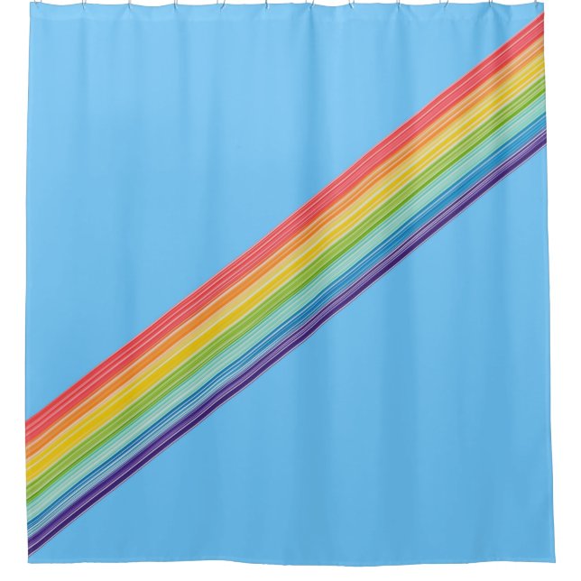 Diagonal rainbow stripes shower curtain (Front)