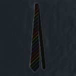 Diagonal Rainbow Thin Stripe Black Tie<br><div class="desc">A fun colourful rainbow stripes on this tie add a splash of colour to any outfit.</div>