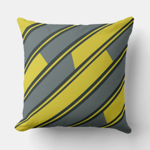 Diagonal Rectangles in Yellow and Dark Grey Cushion
