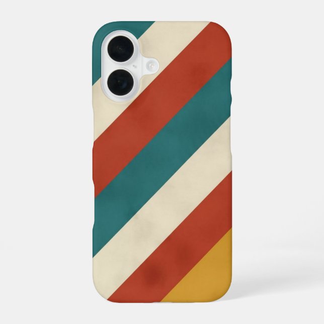 Diagonal Retro Bands iPhone 16 Case (Back)