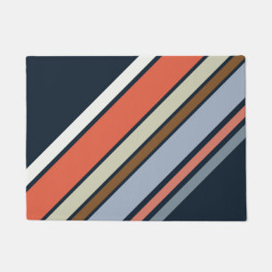 Diagonal retro style stripes design doormat