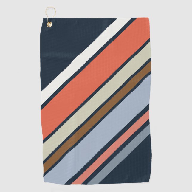 Diagonal retro style stripes design golf towel (Front)