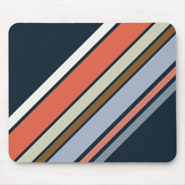 Diagonal retro style stripes design mouse mat (Front)